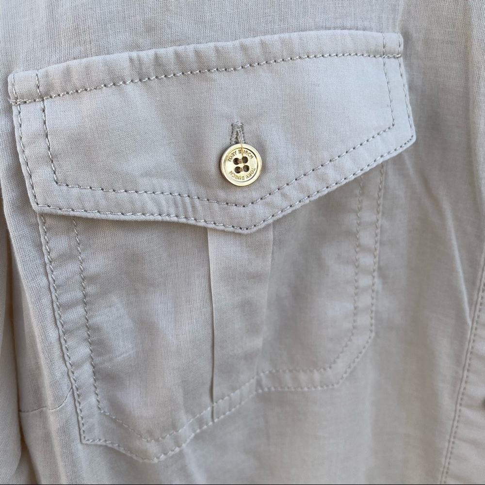 Tory Burch Women's Brigitte Tab Sleeve Button Down Shirt Blouse Semi Sheer Sz 8 - Picture 10 of 10